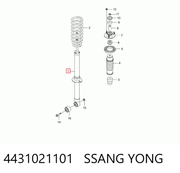 Amortecedor dianteiro 4431021101 Ssang Yong