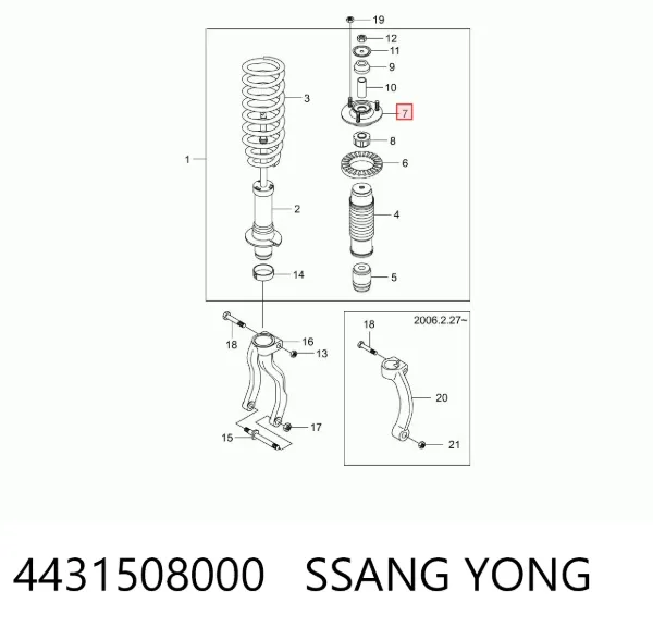 Suporte de amortecedor dianteiro 4431508000 Hyundai/Kia