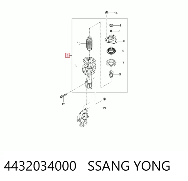 Amortecedor dianteiro direito 4432034000 Ssang Yong