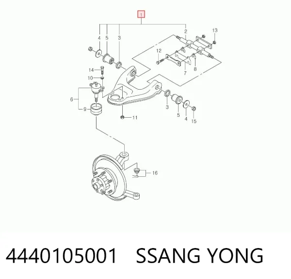 Braço oscilante superior esquerdo de suspensão dianteira 4440105001 Ssang Yong
