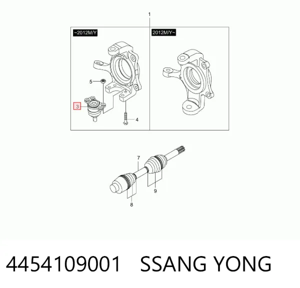 Suporte de esfera inferior 4454109001 Ssang Yong
