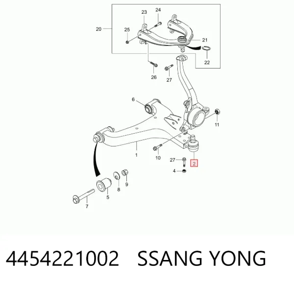 Suporte de esfera inferior direito 4454221002 Ssang Yong