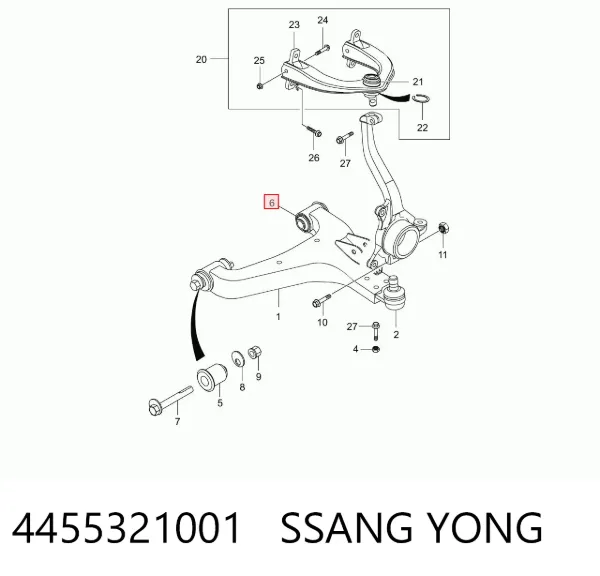Bloco silencioso dianteiro do braço oscilante inferior 4455321001 Ssang Yong