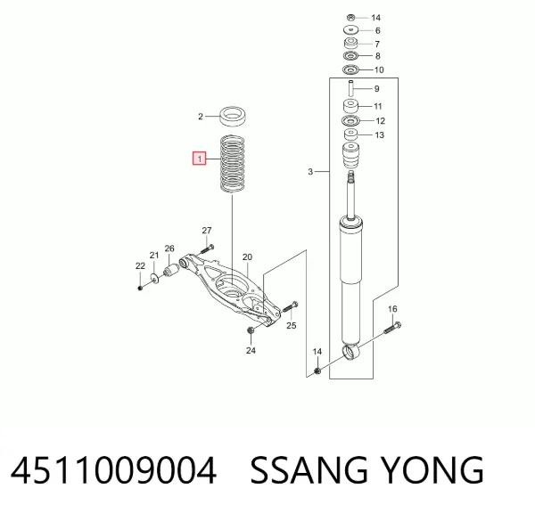 Mola traseira 4511009004 Ssang Yong