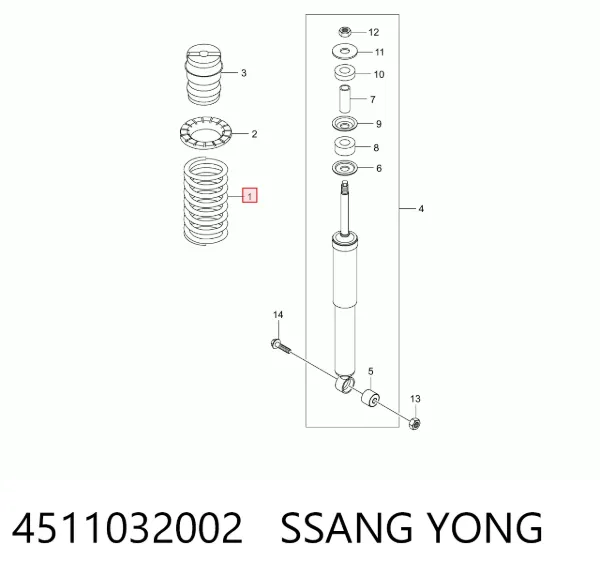 Mola traseira 4511032002 Ssang Yong