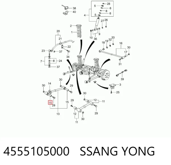 Bloco silencioso do braço oscilante inferior traseiro longitudinal 4555105000 Ssang Yong