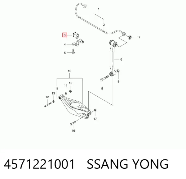 Bucha de estabilizador traseiro 4571221001 Ssang Yong