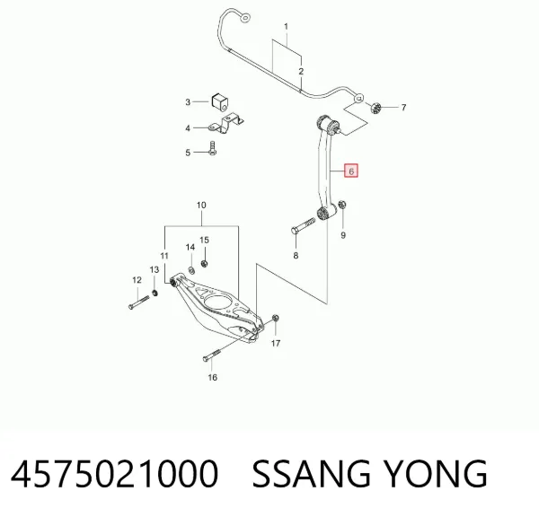Montante de estabilizador traseiro SsangYong Rodius 