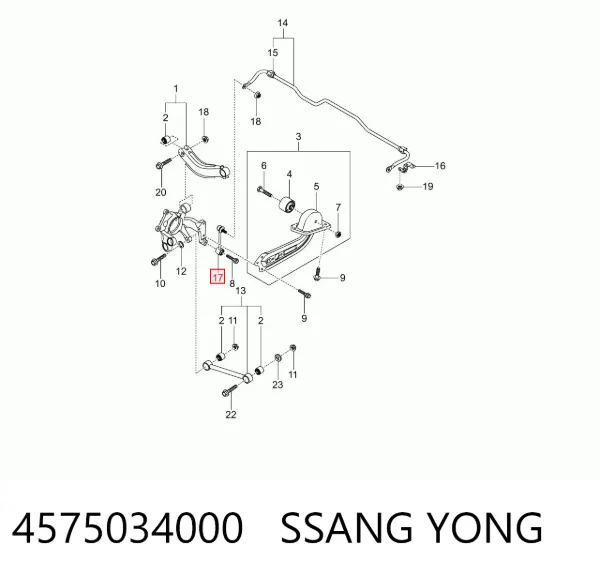 Montante de estabilizador traseiro 4575034000 Ssang Yong