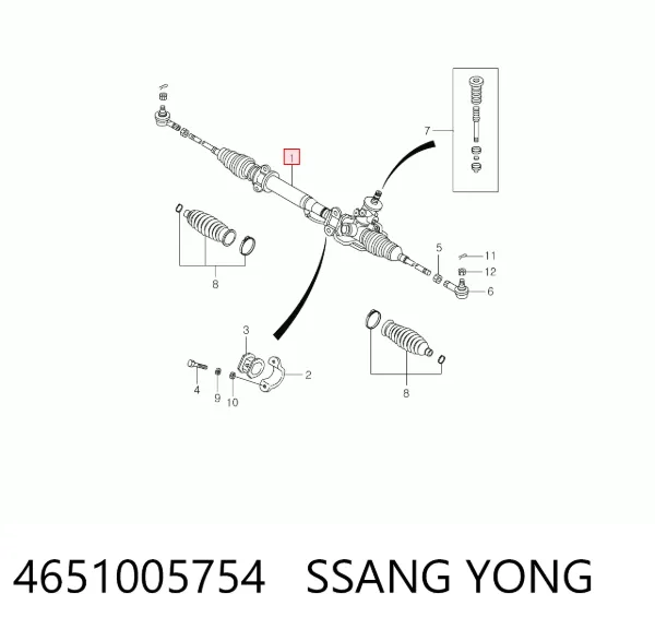 Cremalheira da direção 4651005754 Ssang Yong