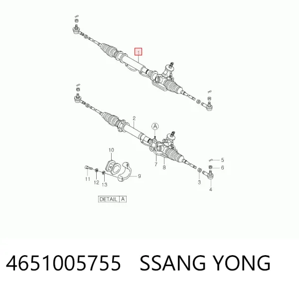 Cremalheira da direção 4651005755 Ssang Yong