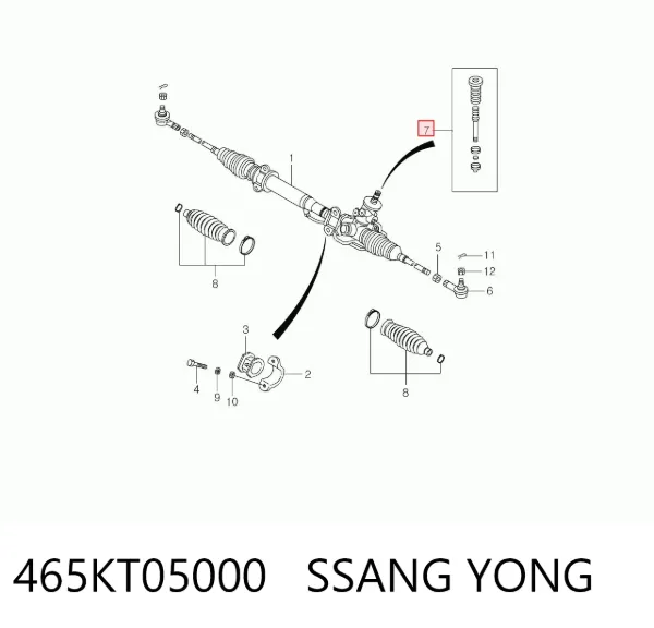 Kit de reparação da cremalheira da direção (do mecanismo), (kit de vedantes) 465KT05000 Ssang Yong