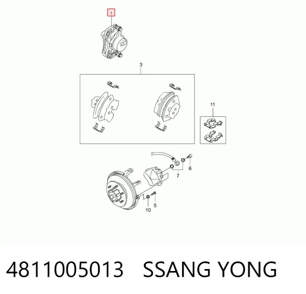 Suporte do freio dianteiro esquerdo 4811005013 Ssang Yong