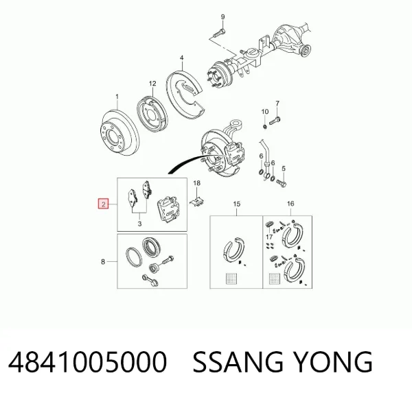 Suporte do freio traseiro esquerdo 4841005000 Ssang Yong