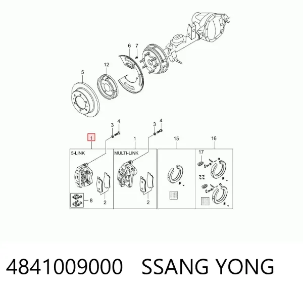 Suporte do freio traseiro esquerdo 4841009000 Ssang Yong