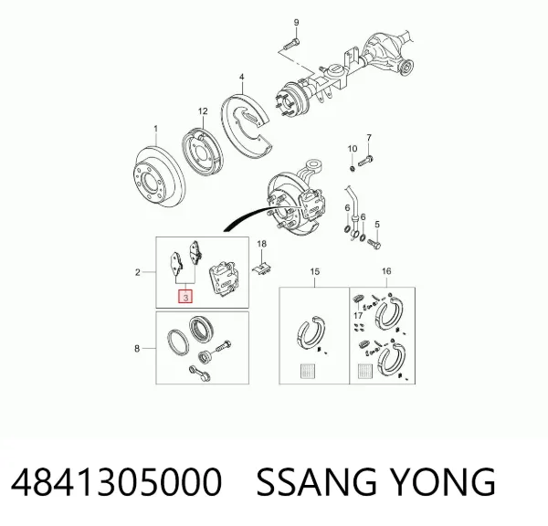 Sapatas do freio traseiras de disco 4841305000 Ssang Yong