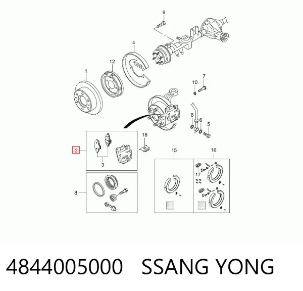 Suporte do freio traseiro direito 4844005000 Ssang Yong