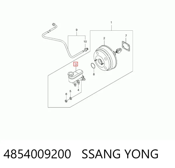 Cilindro mestre do freio 4854009200 Ssang Yong