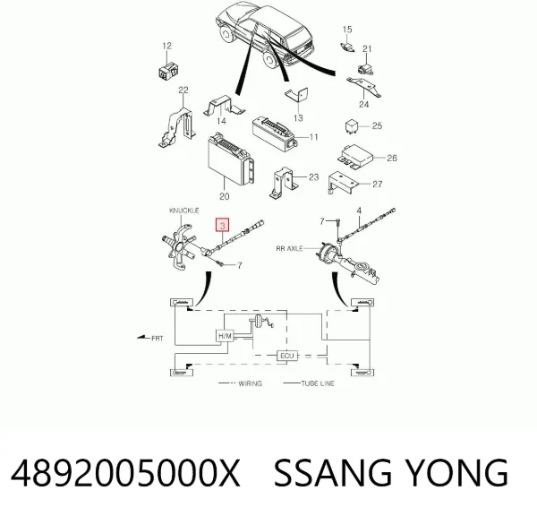 Sensor dianteiro de ABS 4892005000X Ssang Yong