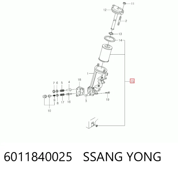 Filtro de óleo 6011840025 Ssang Yong