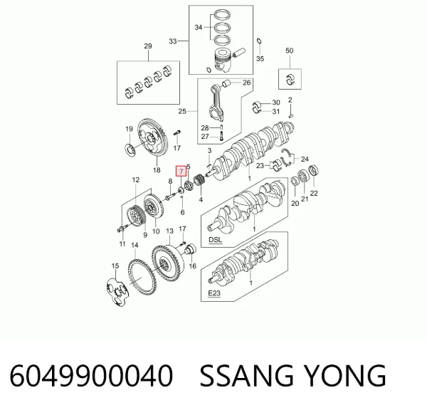 Arruela de cambota 6049900040 Ssang Yong