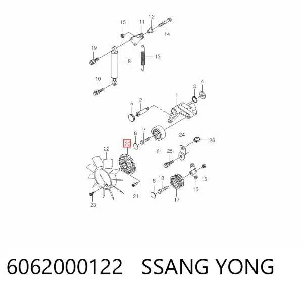 Acoplamento viscoso de ventilador de esfriamento 6062000122 Ssang Yong