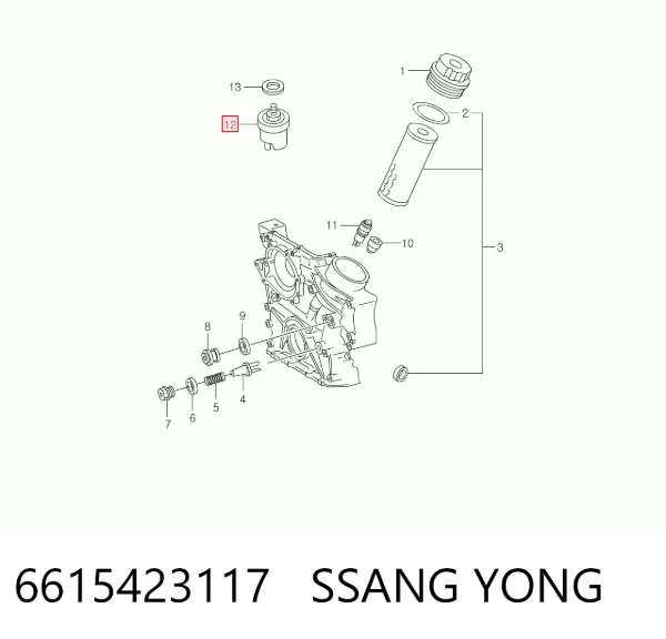 Sensor de pressão de óleo 6615423117 Ssang Yong