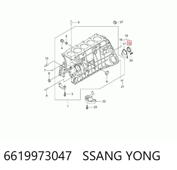 Vedação traseira de cambota de motor 6619973147 VAG