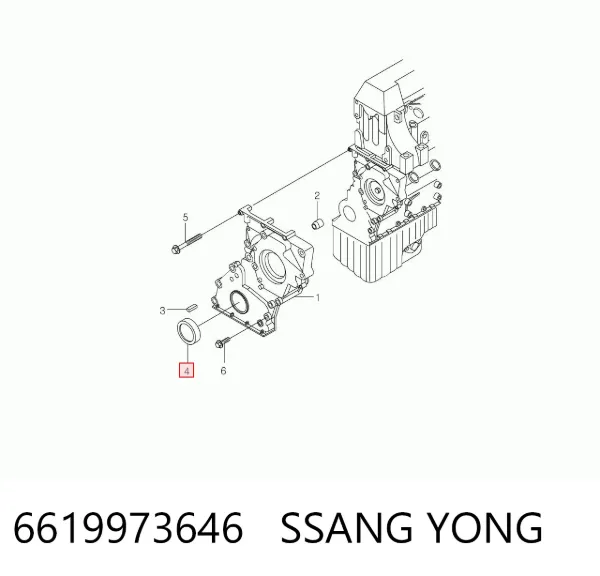 Vedação dianteira de cambota de motor 6619973646 Ssang Yong