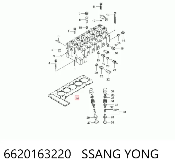 Vedante de cabeça de motor (CBC) 6620163220 Ssang Yong