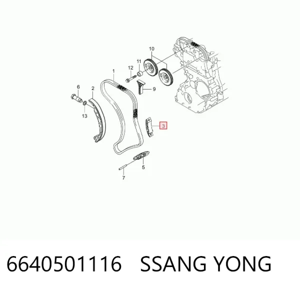 Sapato de reguladora de tensão da cadeia do mecanismo de distribuição de gás 6640501116 Ssang Yong