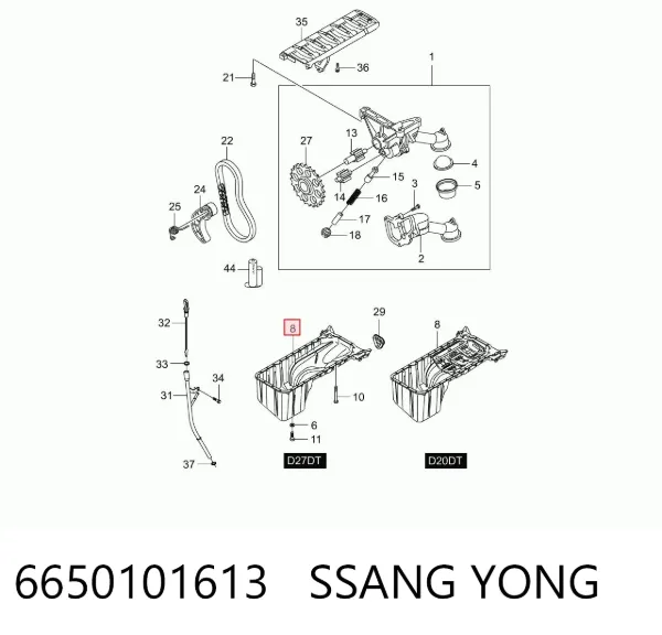 Panela de óleo de cárter do motor 6650101613 Ssang Yong