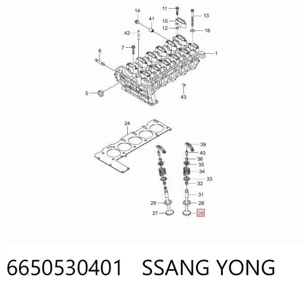 Válvula de admissão 6650530401 Ssang Yong
