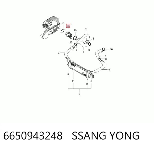 Sensor de fluxo (consumo) de ar, medidor de consumo M.A.F. - (Mass Airflow) 6650943248 Ssang Yong