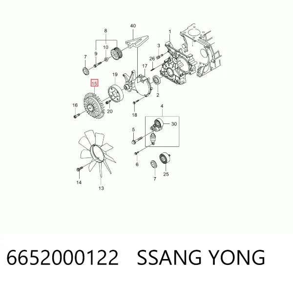 Acoplamento viscoso de ventilador de esfriamento 6652000122 Ssang Yong