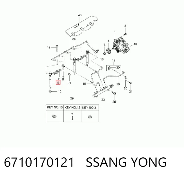 Injetor de injeção de combustível 6710170121 Ssang Yong