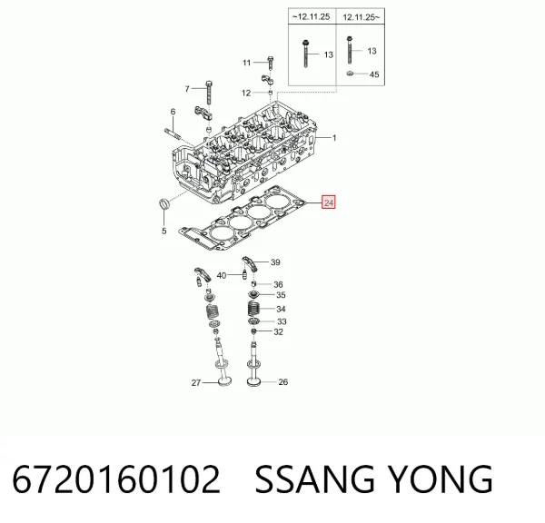 Vedante de cabeça de motor (CBC) 6720160102 Ssang Yong