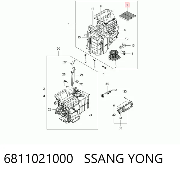 Filtro de salão 6811021000 Ssang Yong