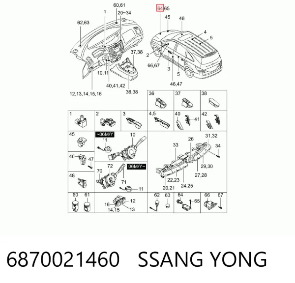 Sensor de temperatura do meio ambiente 6870021460 Ssang Yong