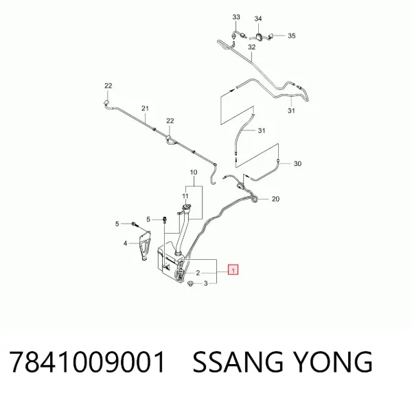 Tanque de fluido para lavador de vidro 7841009001 Ssang Yong