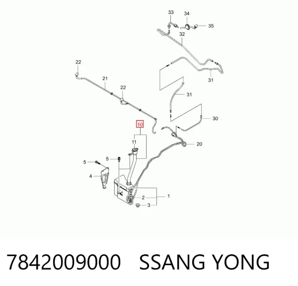 Gargalo do tanque de fluido para lavador 7842009000 Ssang Yong