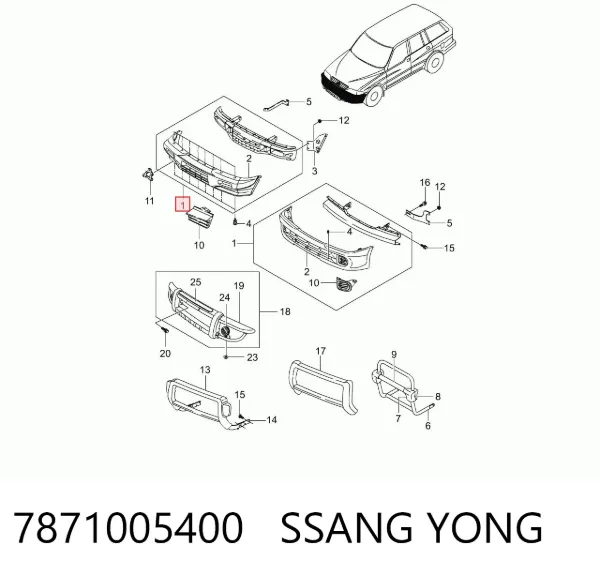 Pára-choque dianteiro 7871005400 Ssang Yong
