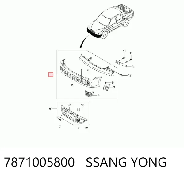 Pára-choque dianteiro 7871005800 Ssang Yong