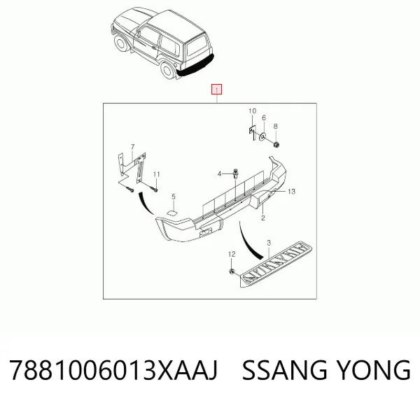 Pára-choque traseiro 7881006013XAAJ Ssang Yong