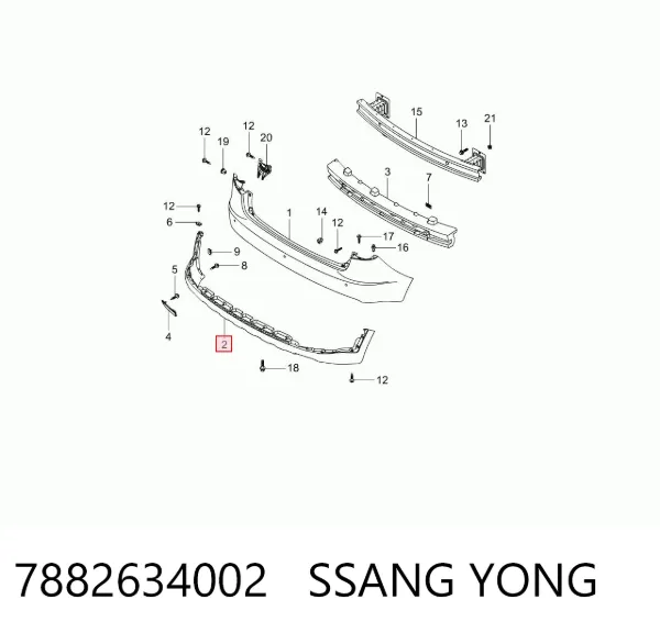 Pára-choque traseiro, parte inferior 7882634002 Ssang Yong