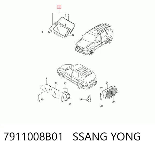 Pára-brisas 7911008B01 Ssang Yong
