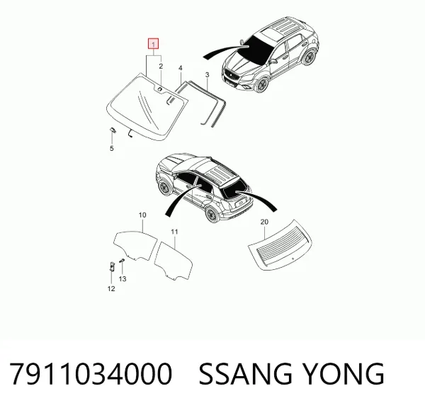 Pára-brisas 7911034000 Ssang Yong