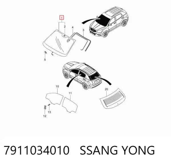 Pára-brisas 7911034010 Ssang Yong