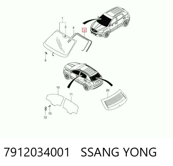 Moldura de pára-brisas SsangYong Korando C