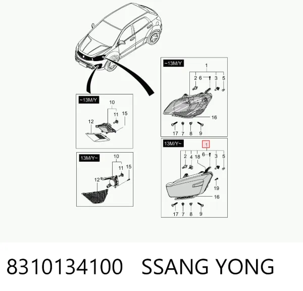 Luz esquerda 8310134100 Ssang Yong